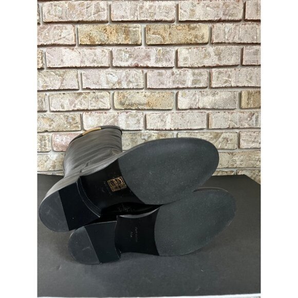 NWOB TORY BURCH T-HARDWARE black leather RIDING BOOTS size 7.5 - Picture 6 of 11